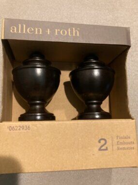 Allen + Roth Espresso Wood Curtain Rod Finials